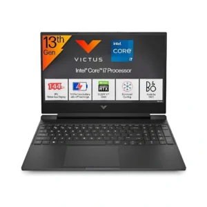 Ordinateur portable HP Victus Gaming équipé d’un processeur Intel Core i7, conçu pour les jeux vidéo et les tâches exigeantes.